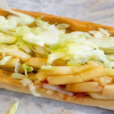 Potato with boiled eggs sandwich