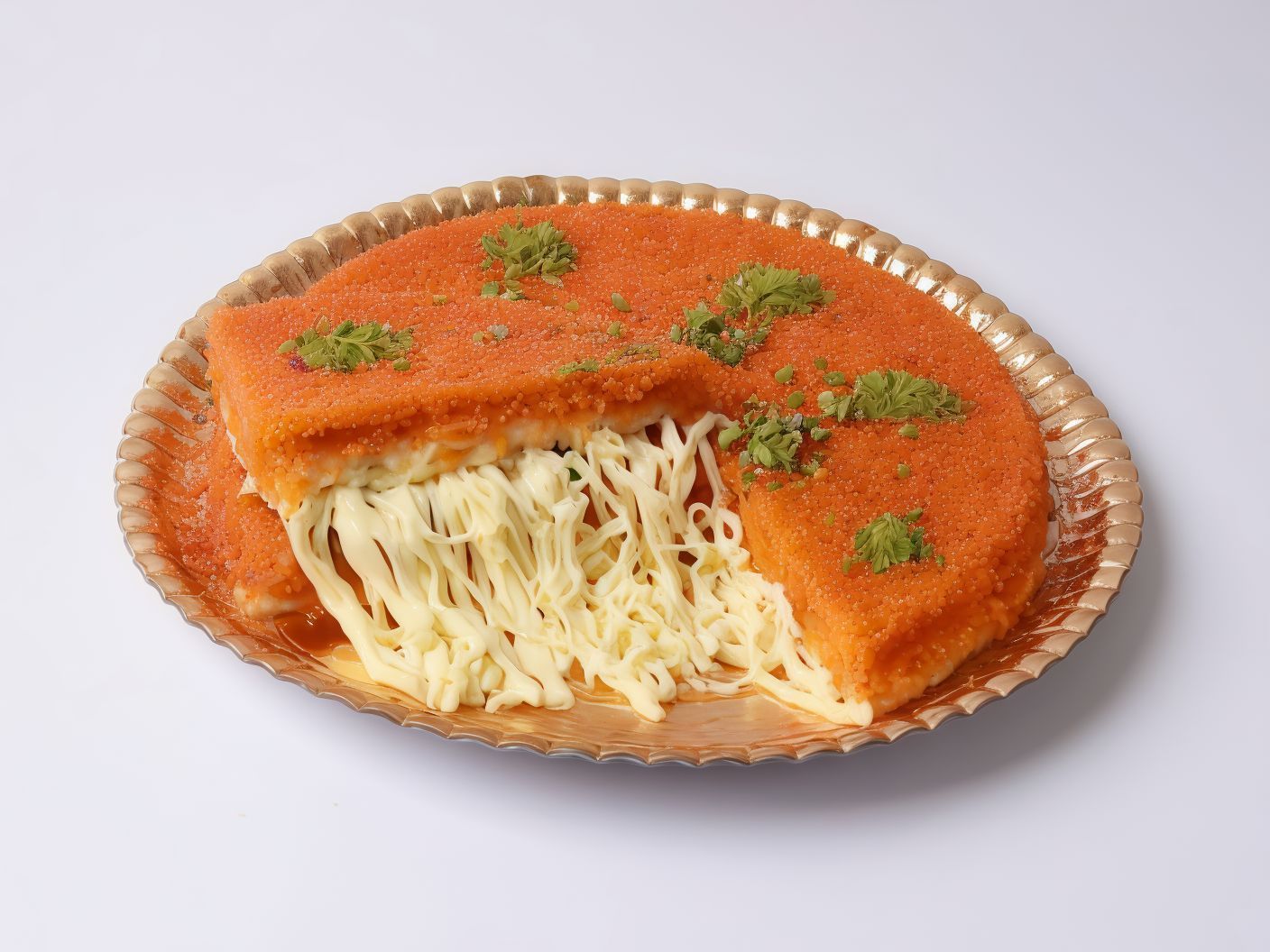 Konafa With Dates And Custard And Caramel Sauce