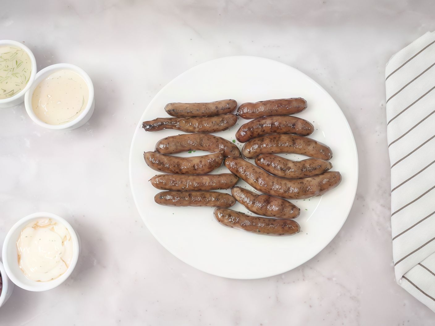 Quarter grilled sausage