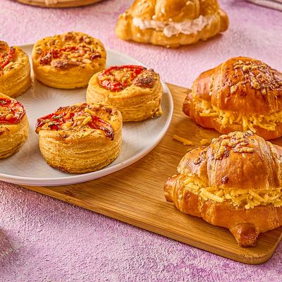 Assorted pastries with Salizon pizza