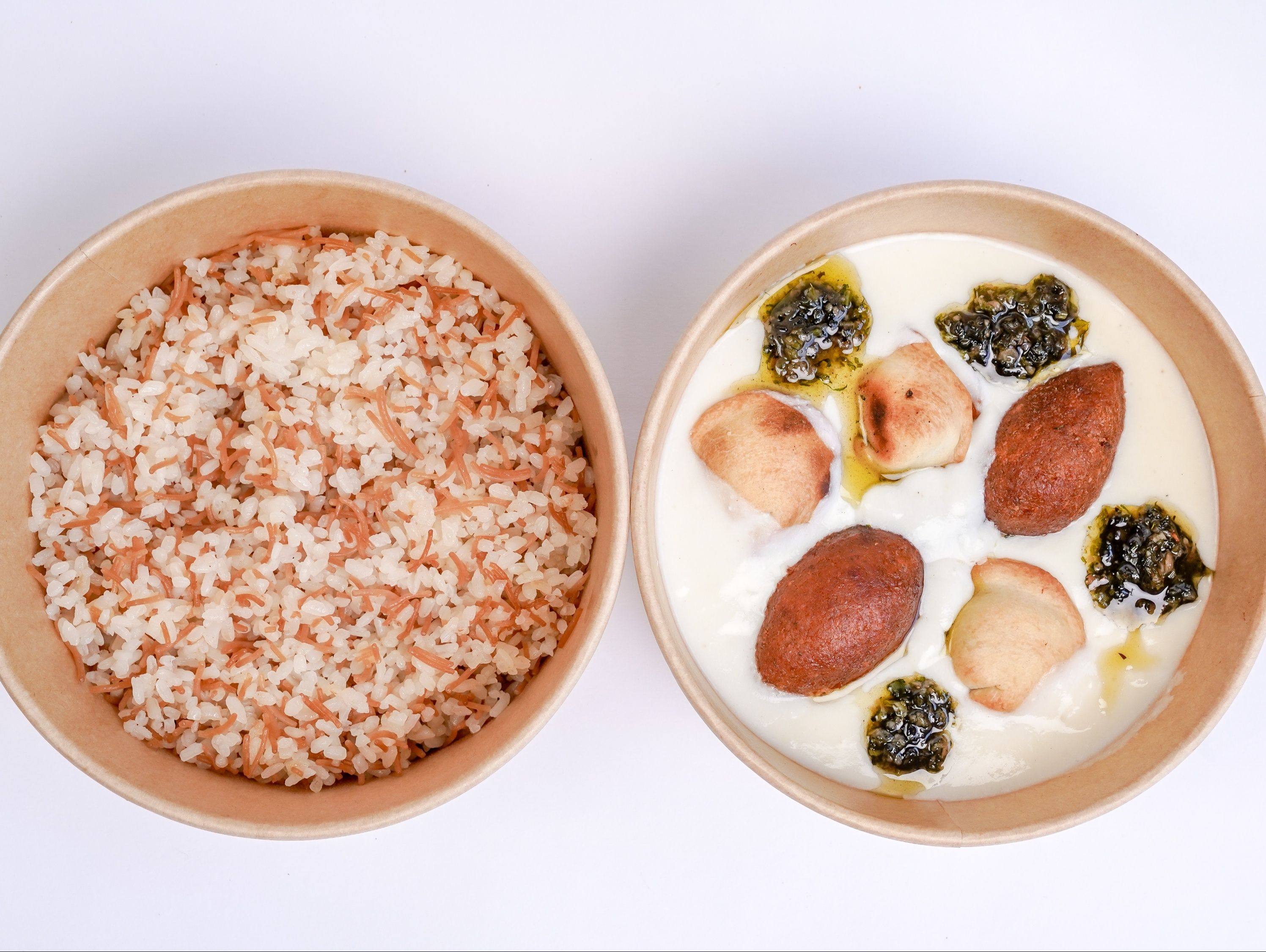Kebbeh & Shish Barak Labanieh With Vermicilli Rice