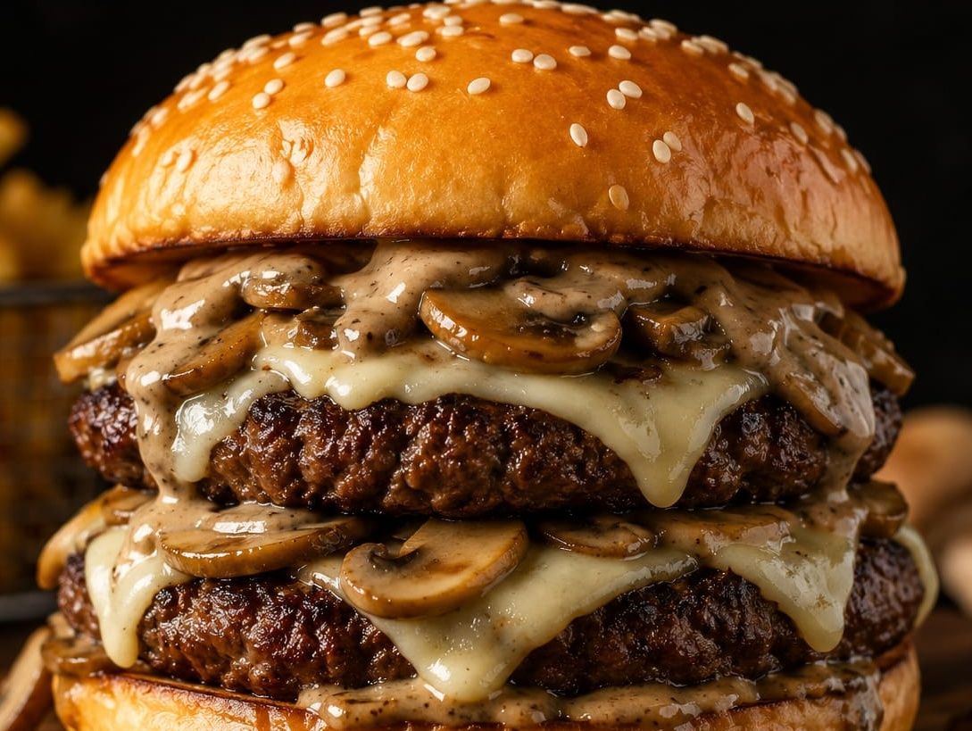 Double Beef Burger Mushroom