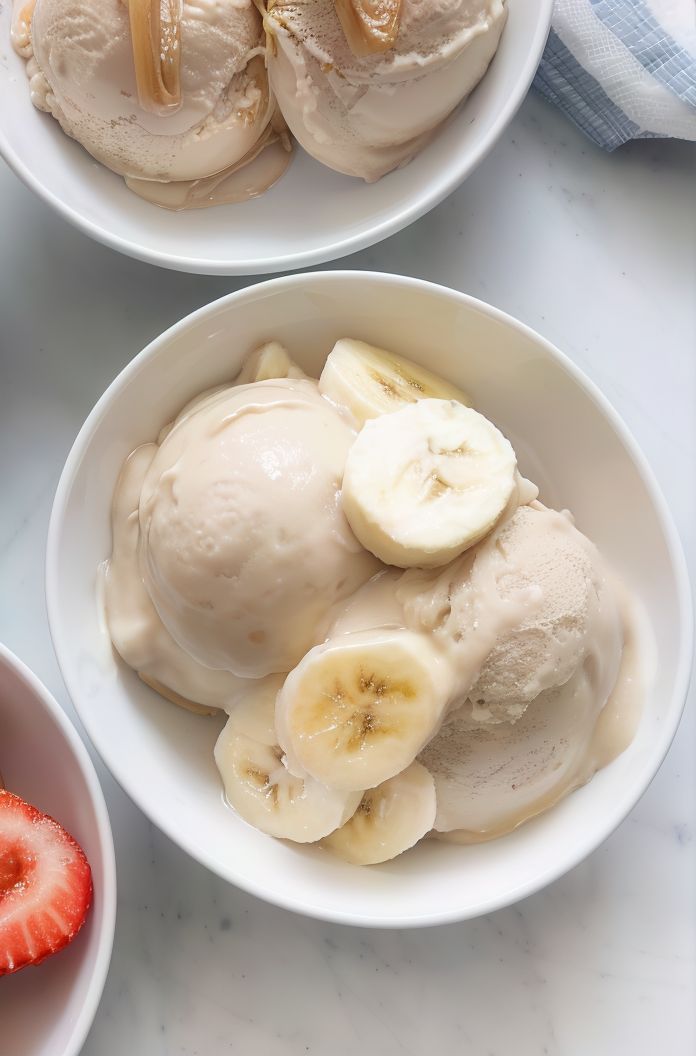 Banana Pieces With Ice Cream