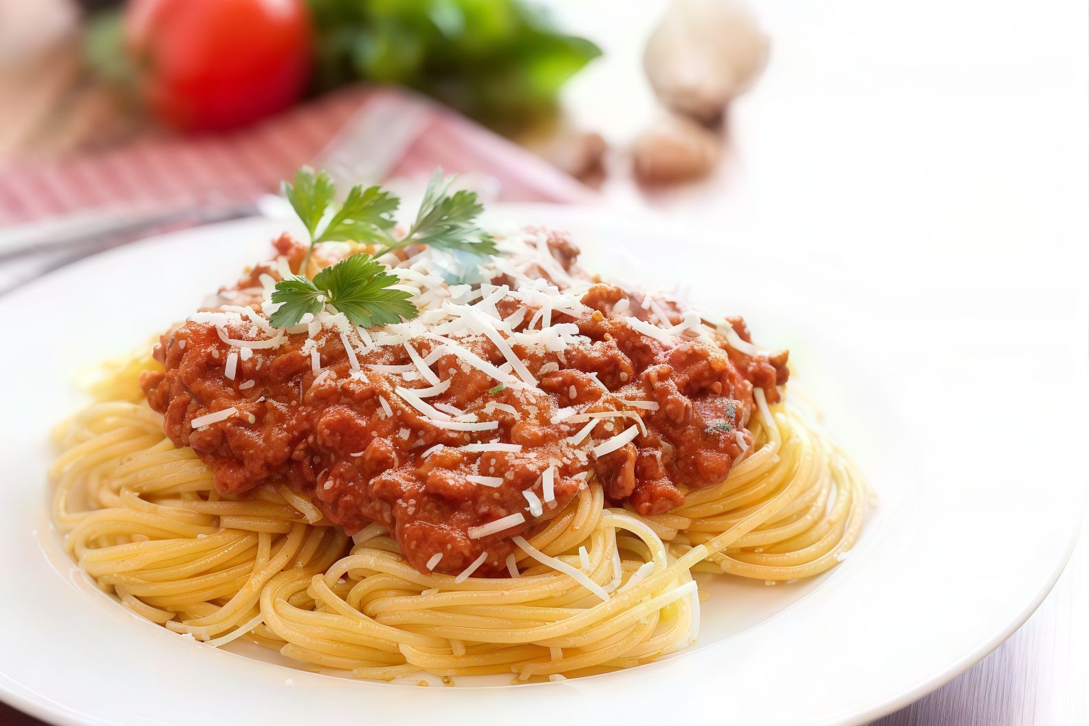 Spaghetti pasta with red sauce