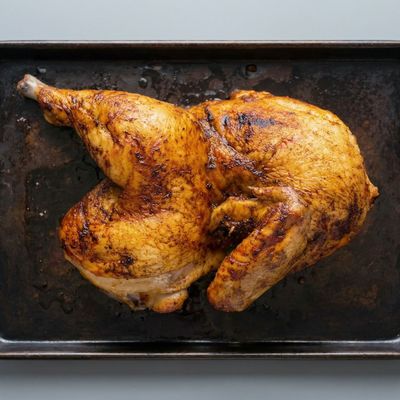 Half a chicken on charcoal