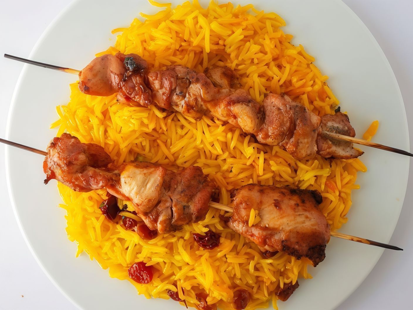 Quarter shish, rice, salad