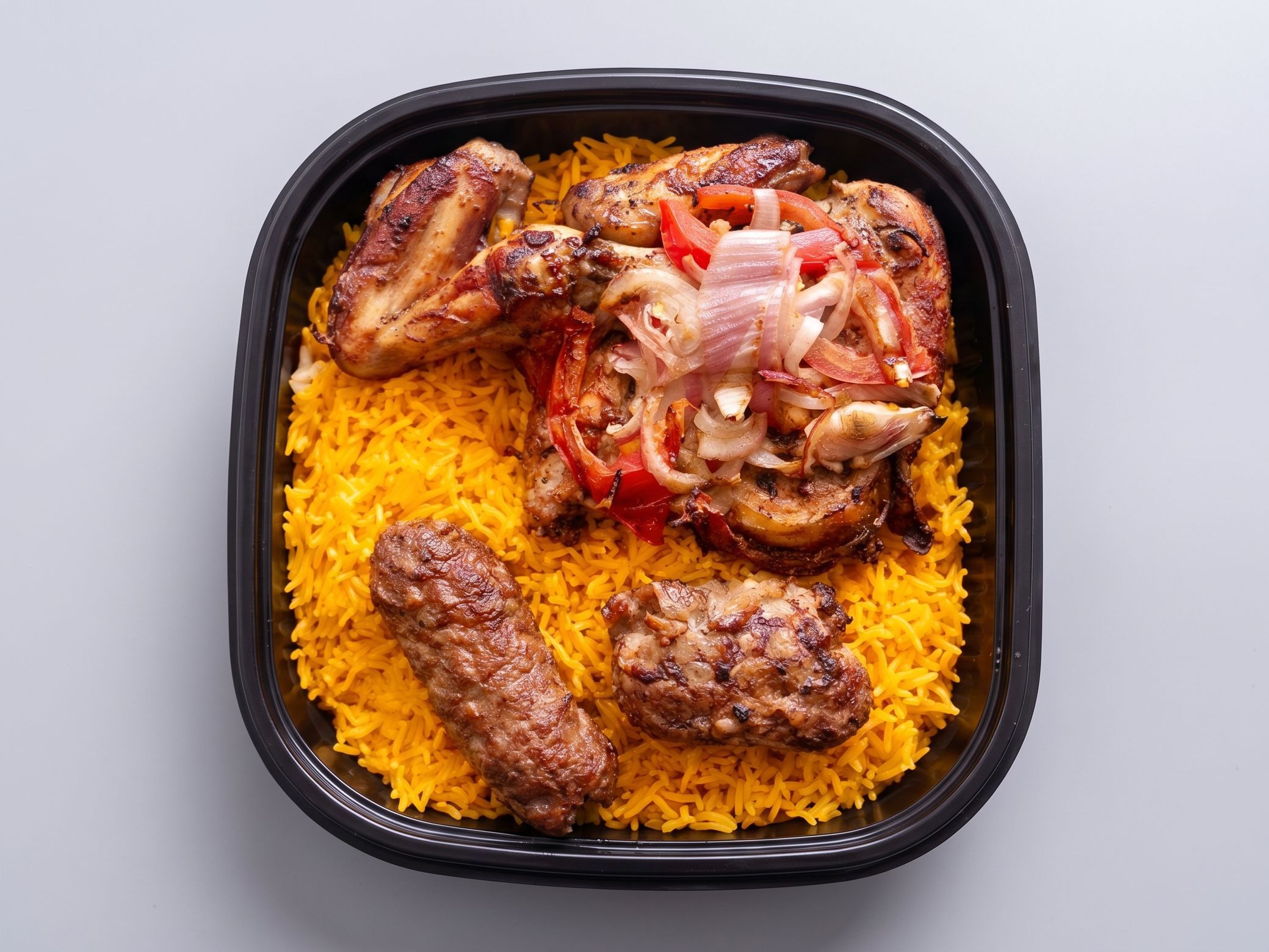 Quarter chicken + kofta piece + tarb piece + rice