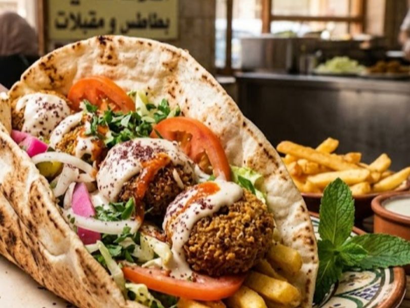 Falafel and Syrian potato sandwich