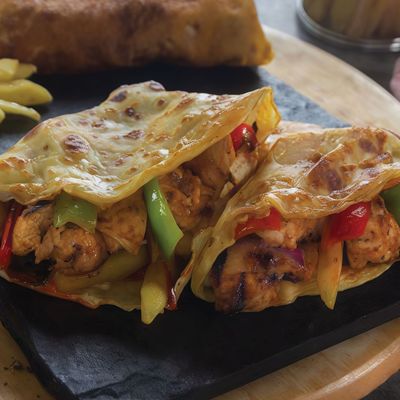 Crispy chicken and Hot Dog crepe