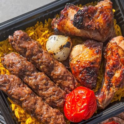 Quarter grilled chicken Shish thigh, One-eighth kofta