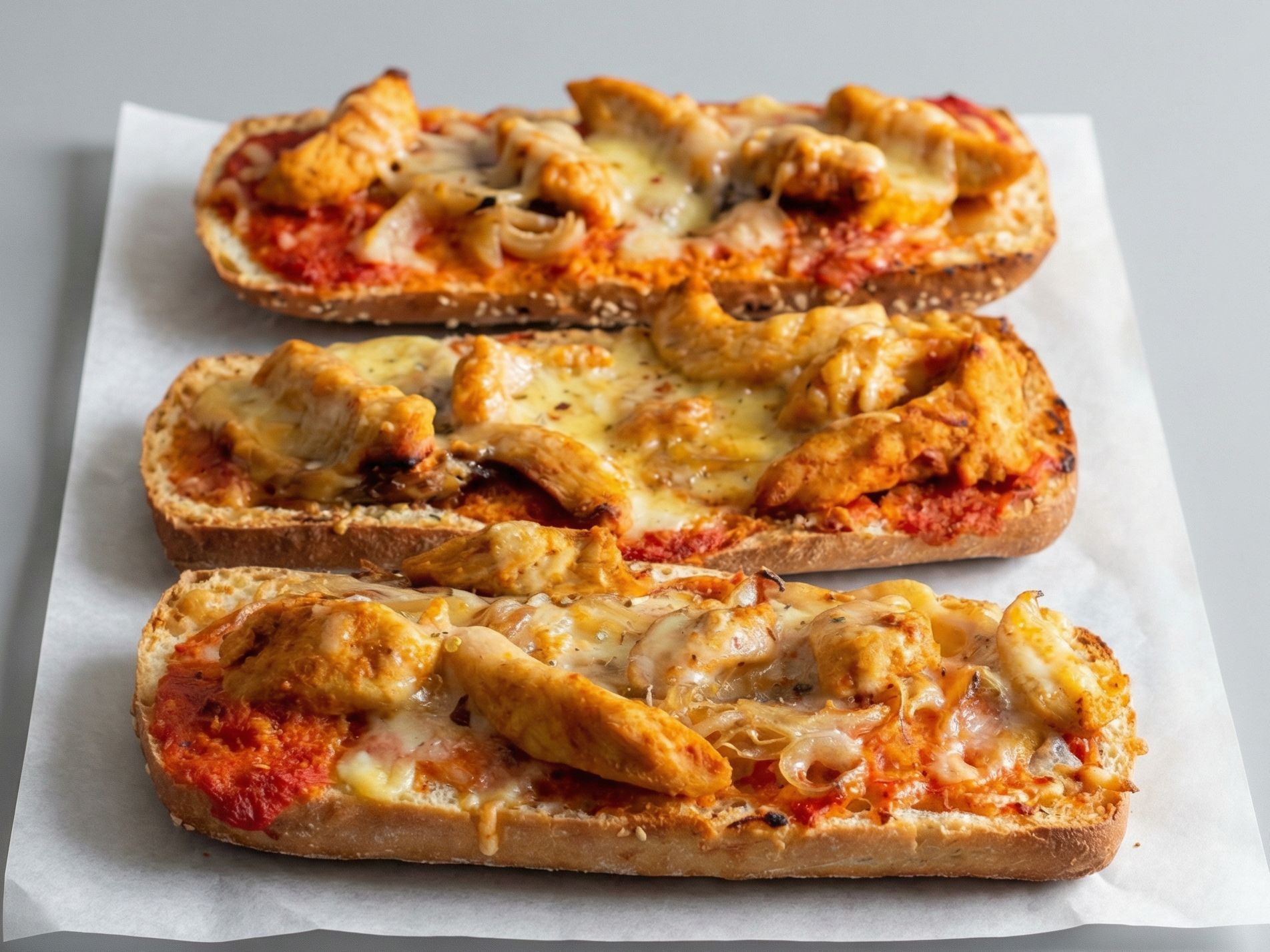 Pizza chicken Bbq open Sandwich