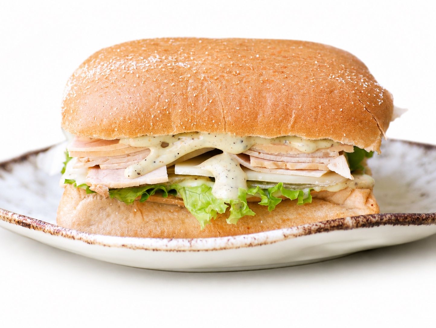 Smoked turkey square bread.