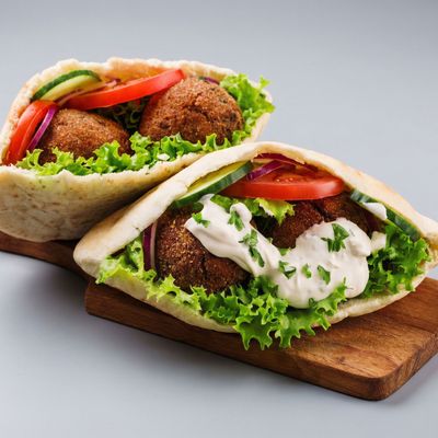 Taamia with eggplant sandwich