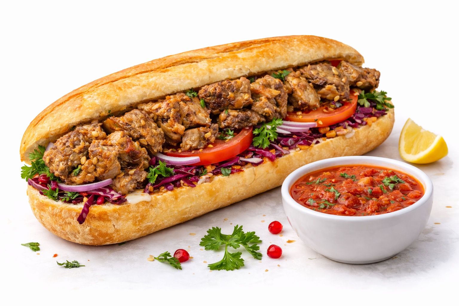 2 lamb meat sandwiches