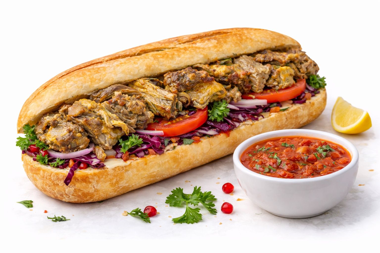 2 Mandi meat sandwiches