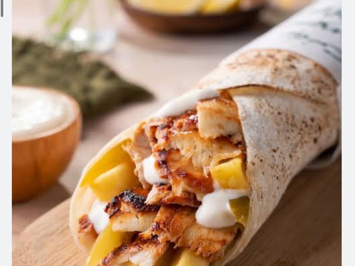 Smoked chicken shawarma sandwich.