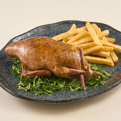 Stuffed Pigeon with Grits