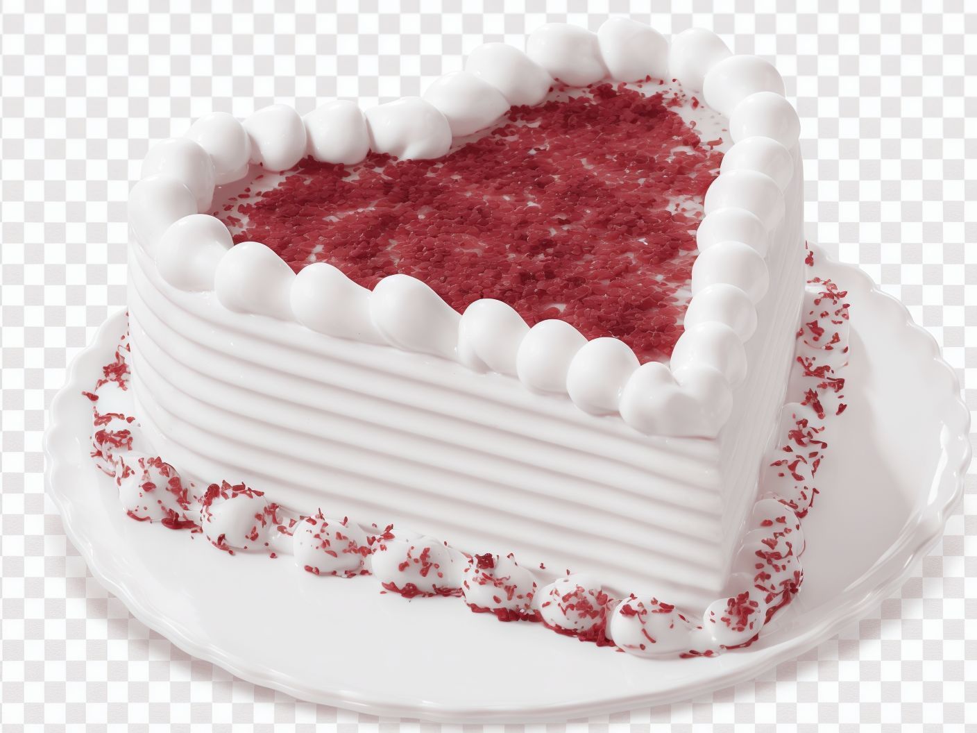 White heart cake with fruit