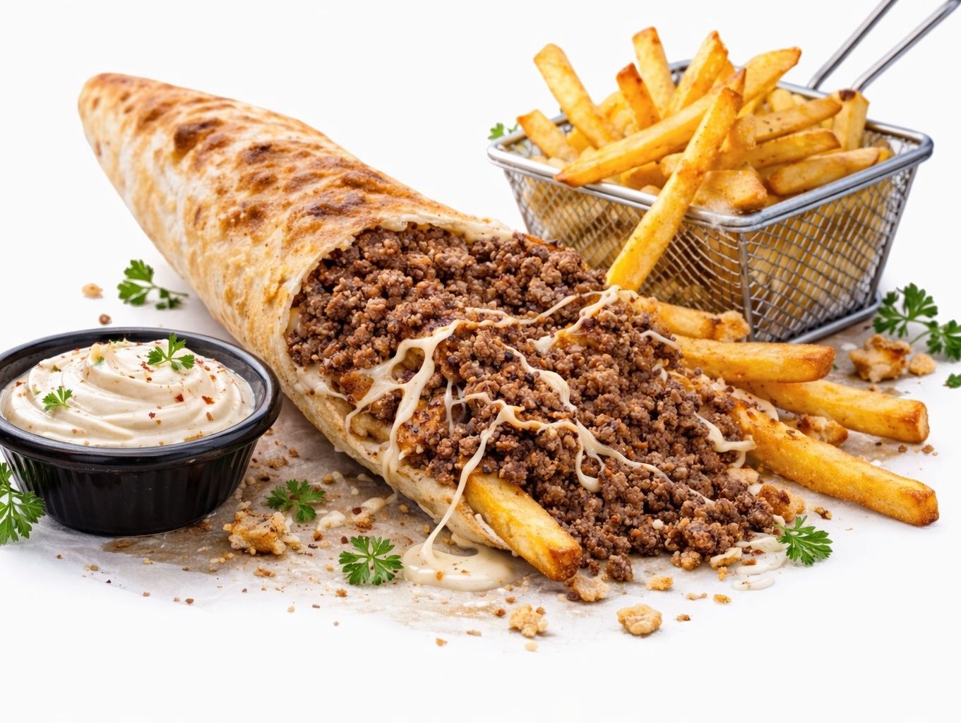 French baguette minced meat