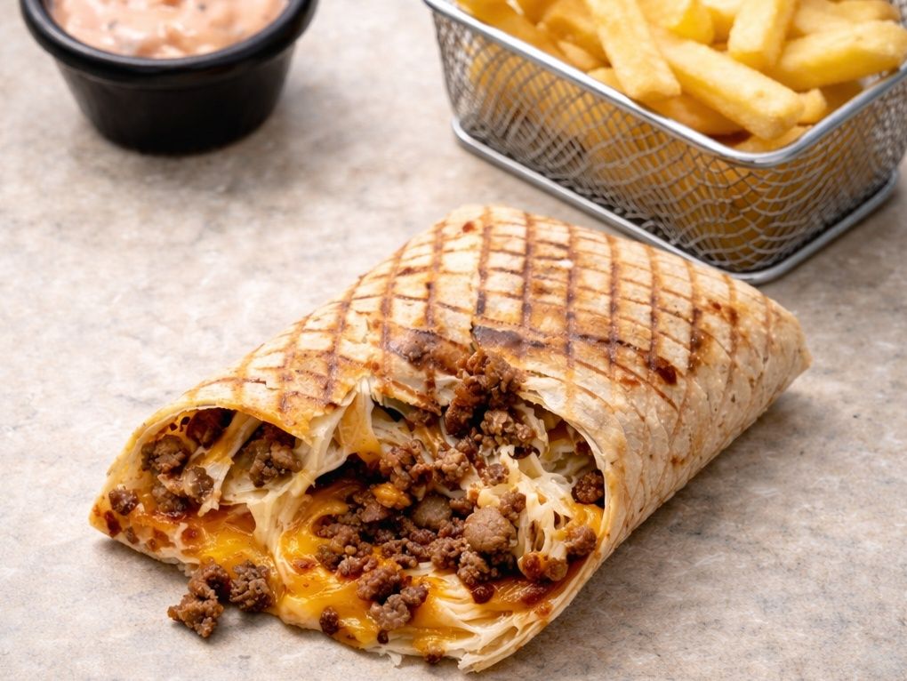 Minced beef tacos sandwich