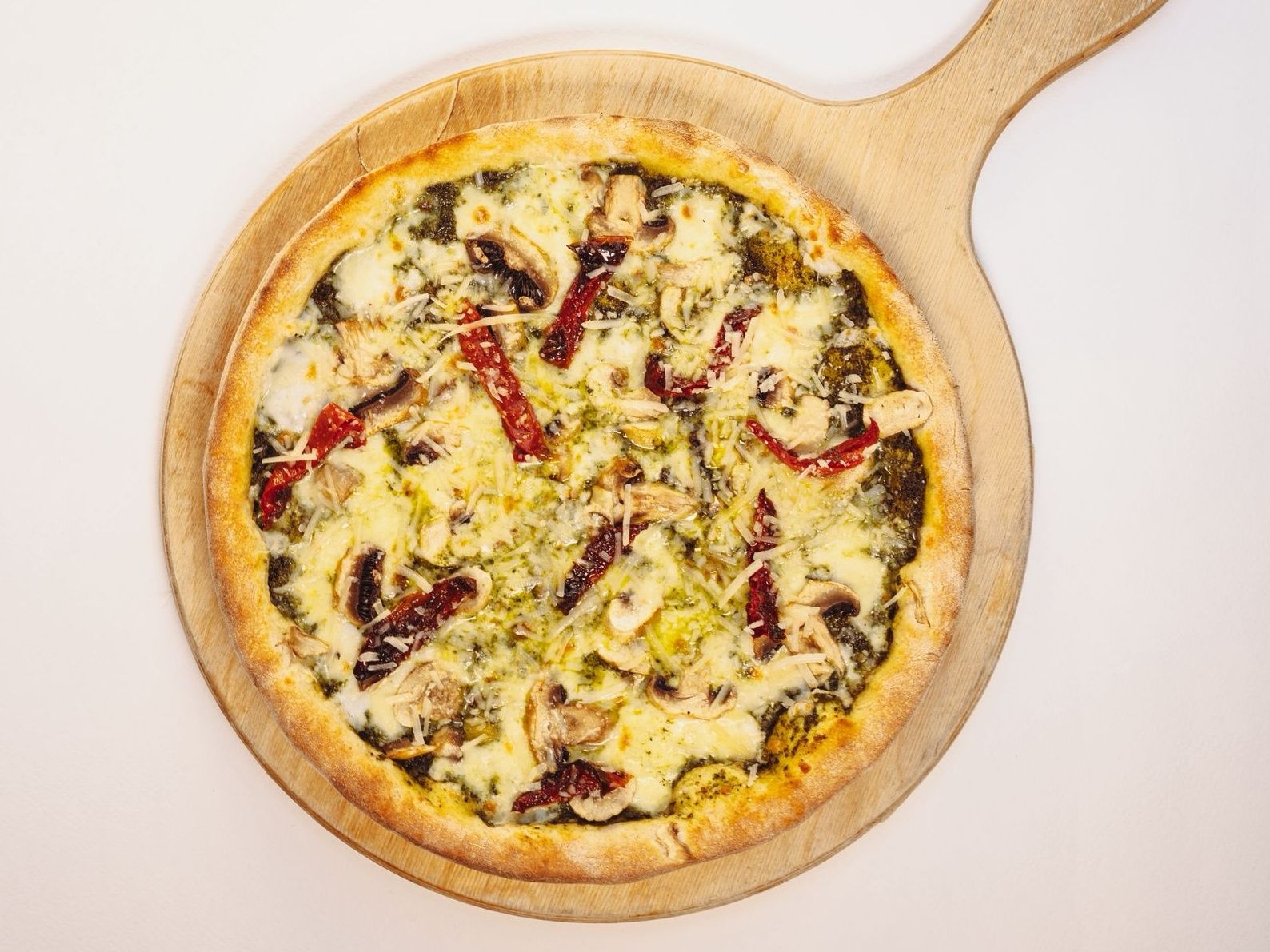 Parmesan Pesto Mushroom Pizza