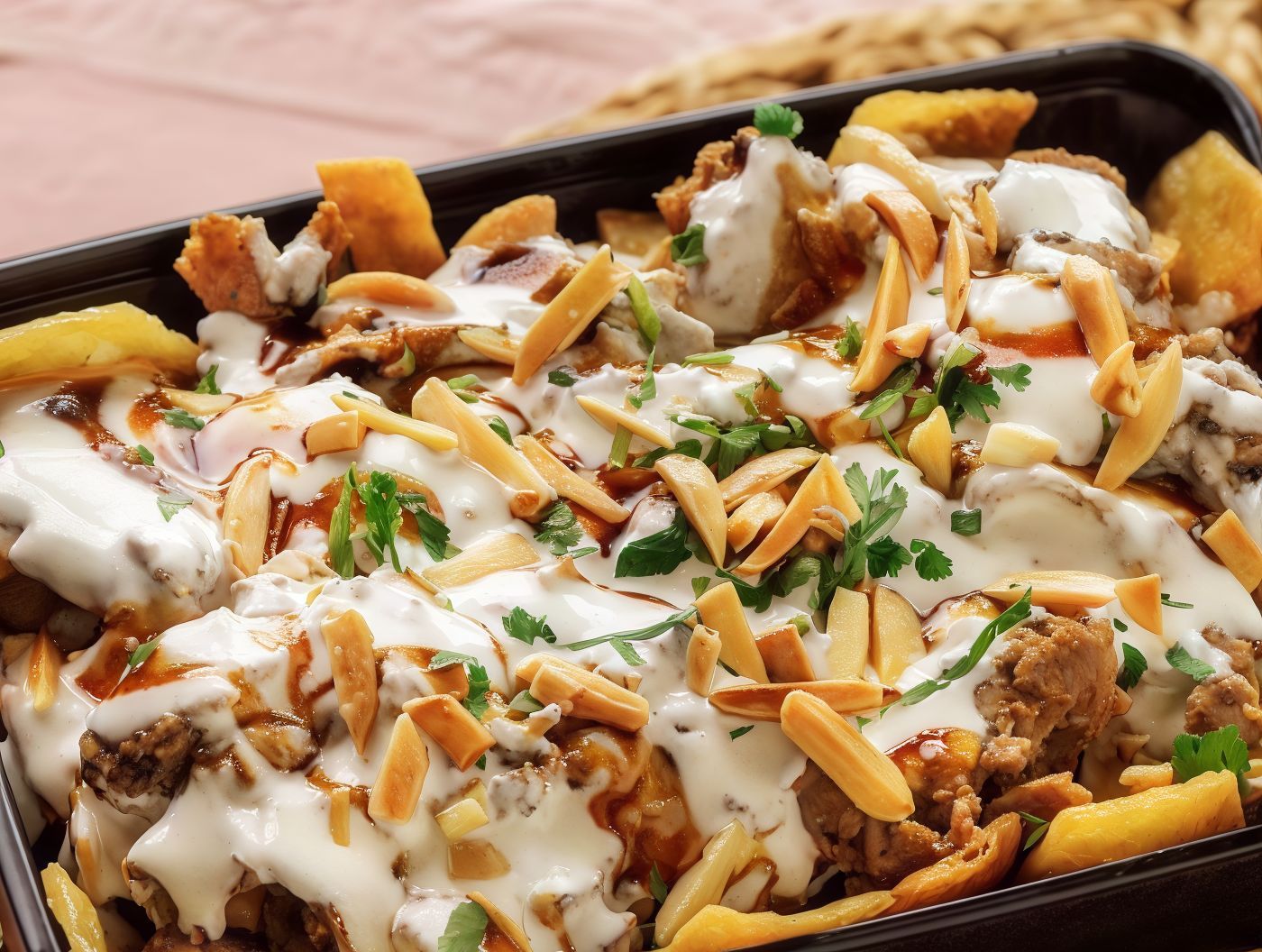 Fatteh chicken shawerma war2 3anab