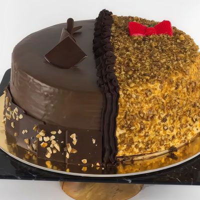 Half Hazelnut Croquant And Half Belgian Chocolate Cake 25 Cm