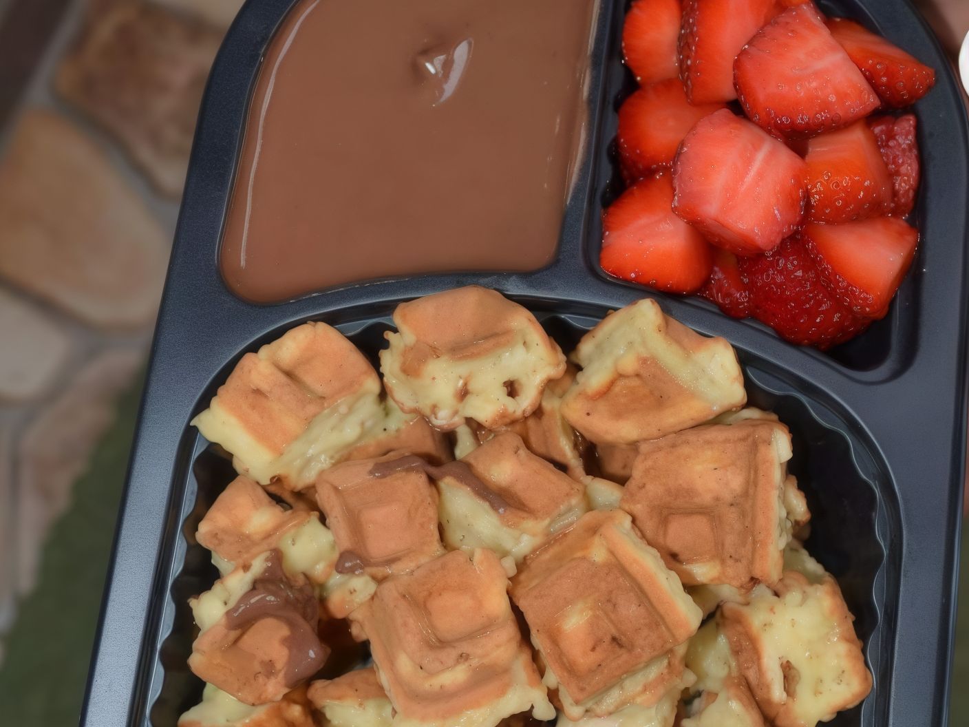 Nutella fruit waffle fatteh
