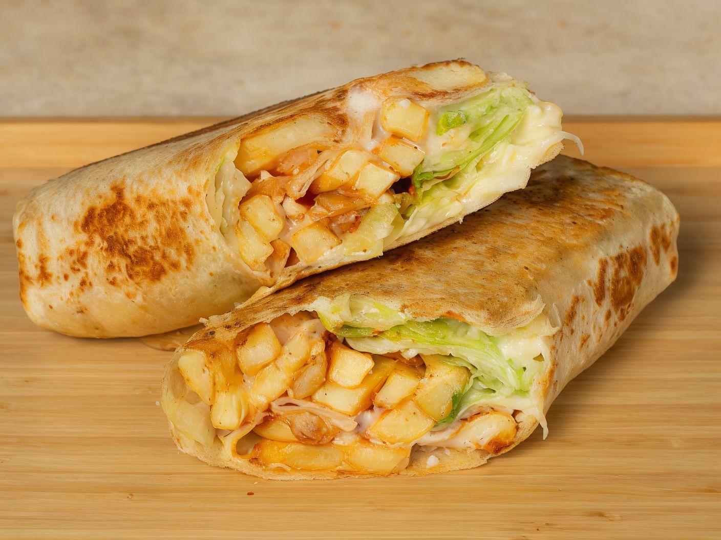 Lebanese bread potato and mozzarella sandwich