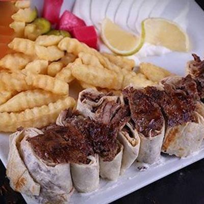 Arabic meat shawarma meal