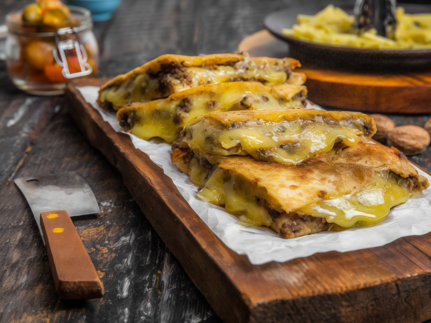 Meat Hawawshi With Mozzarella Cheese