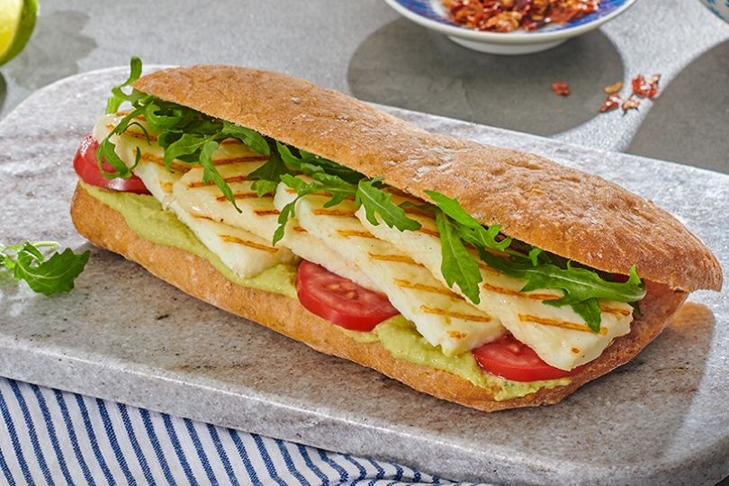 Grilled halloumi sandwich