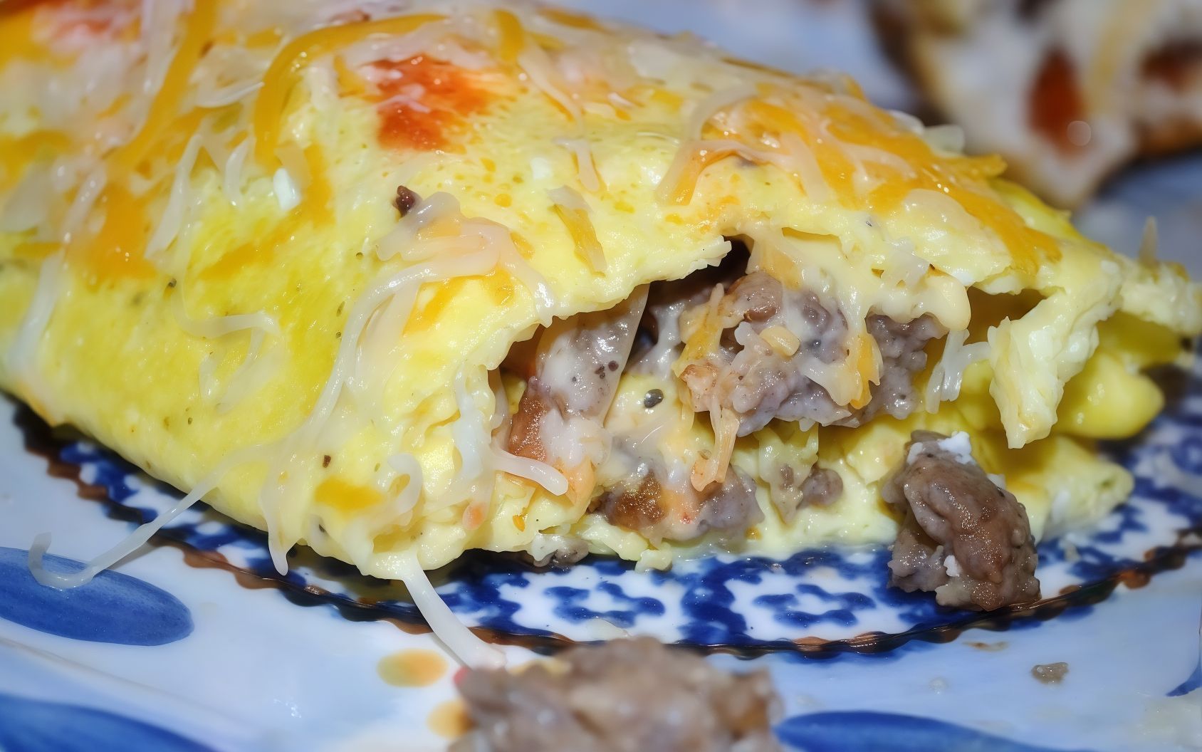 Sausage omelet piece