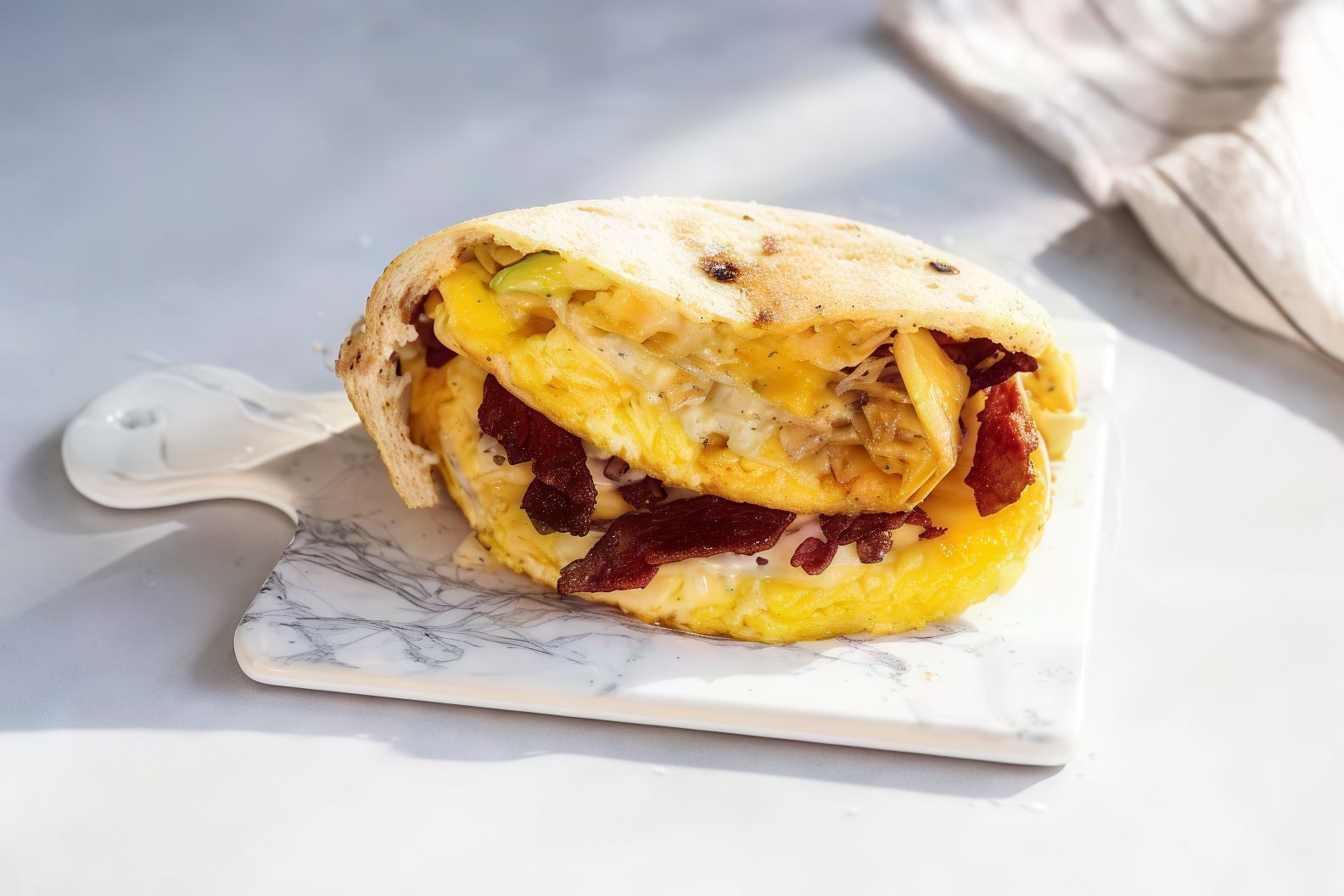 Egg Omelette Sandwich With Pastrami