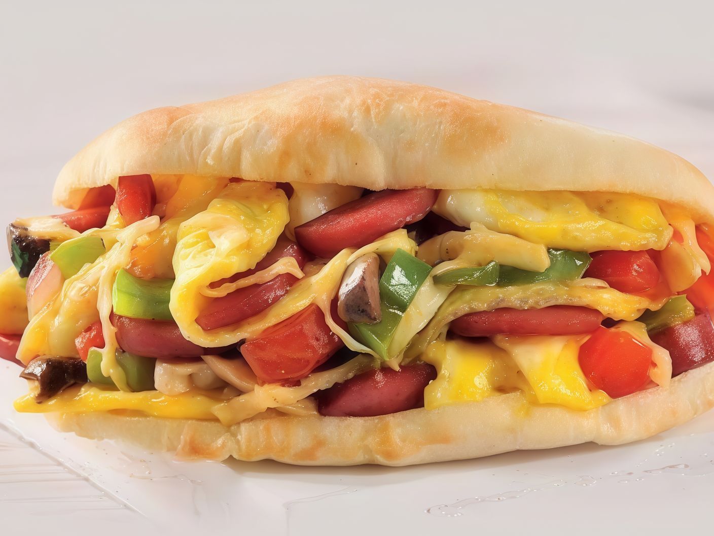 Potato With Sausage Or Hot Dog Sandwich
