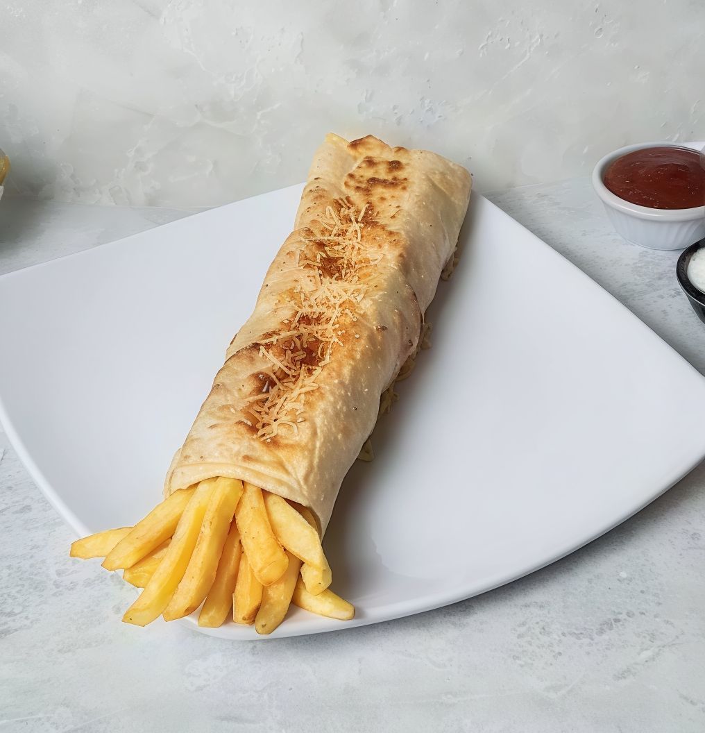 French fries with cheese Saj bread