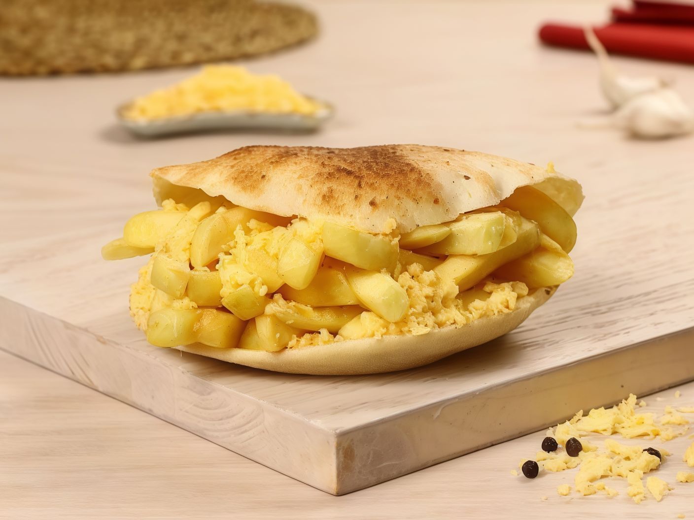 Potato with Roumi cheese sandwich