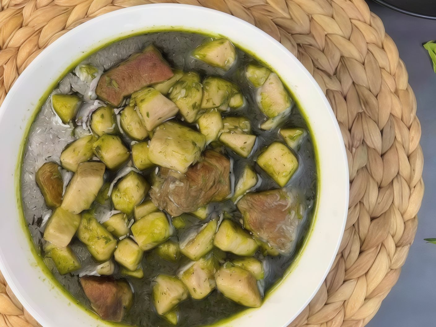 Taro & Meat Cubes with Rice