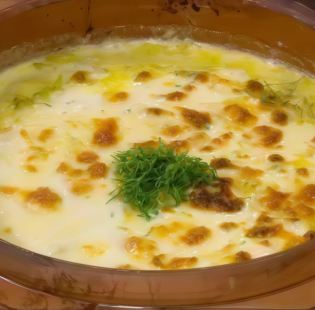 Roe Casserole With White Cream Sauce