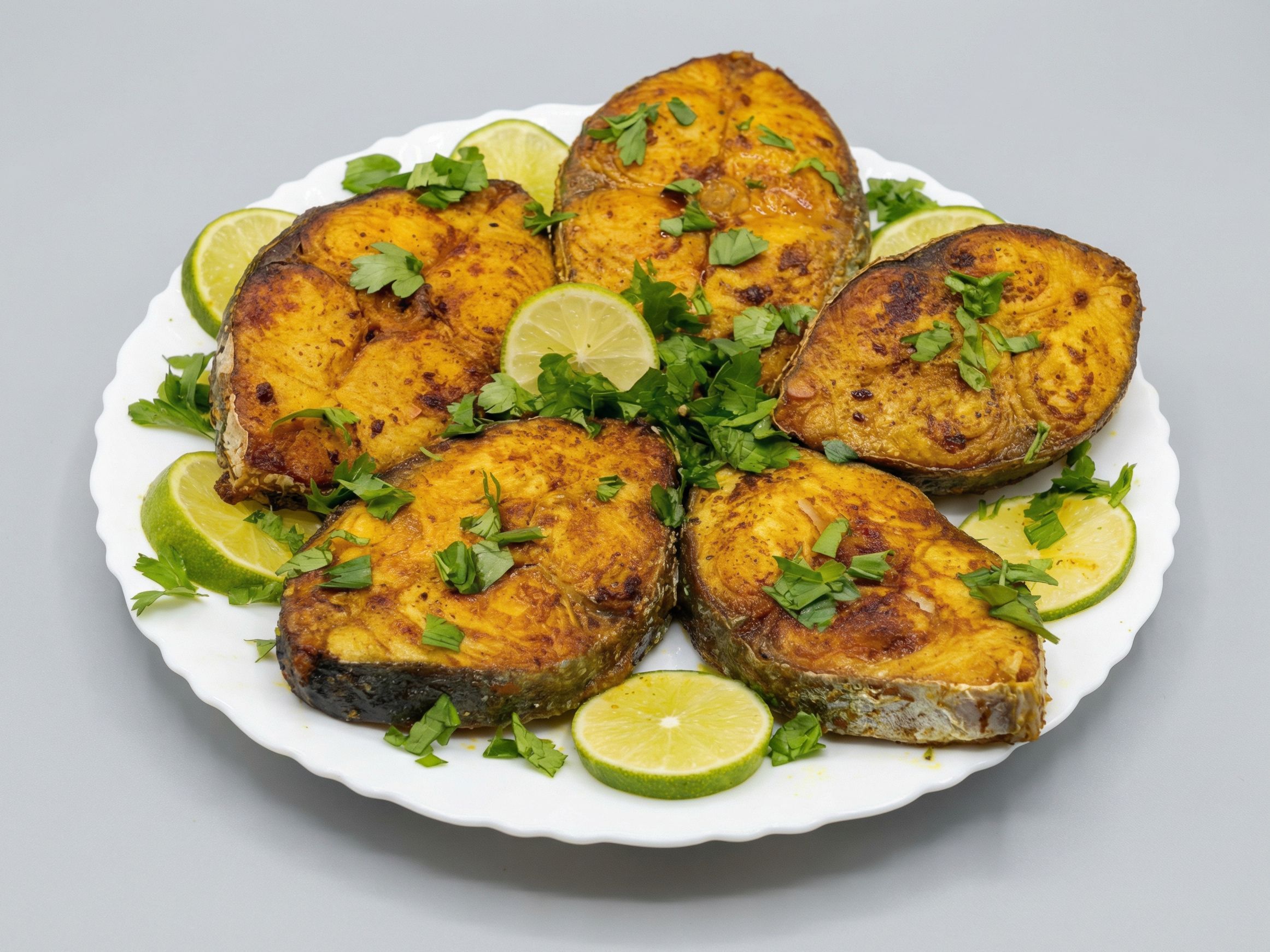 Tray of potatoes with oil and lemon