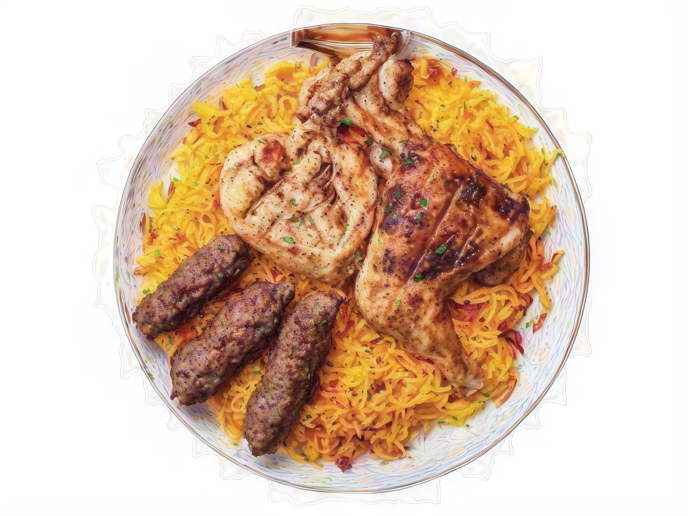 quarter chicken with a 1/4 kofta