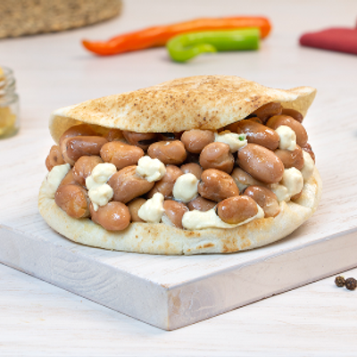 Foul With Chickpeas Sandwich