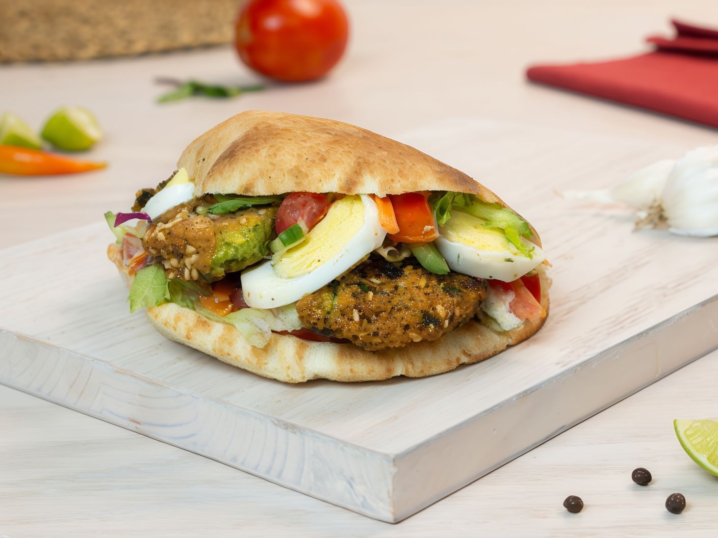 Taamia With Boilled Eggs Sandwich
