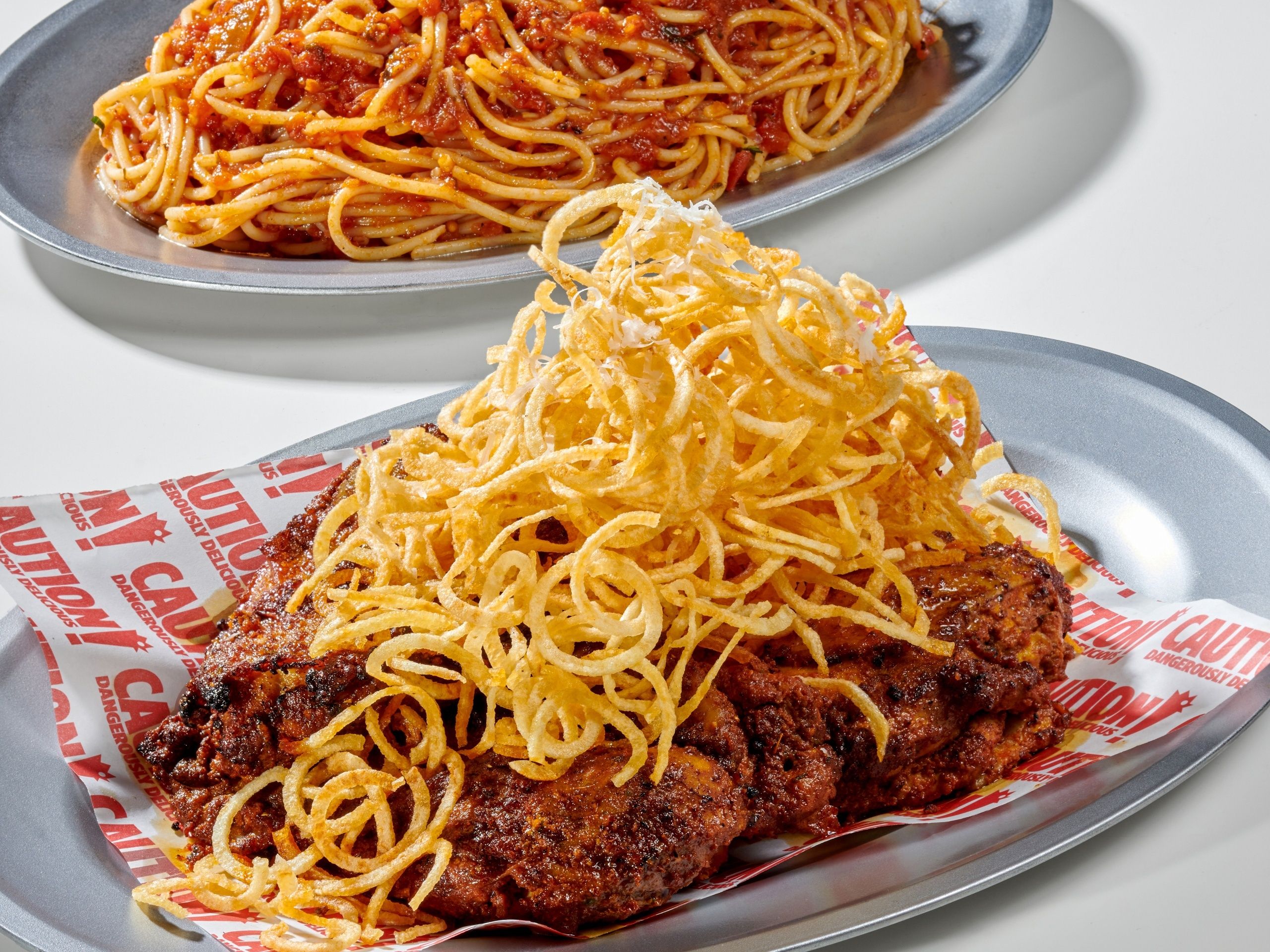 Whole Chicken Honey Truffle Shoestring fries, served with Spaghetti