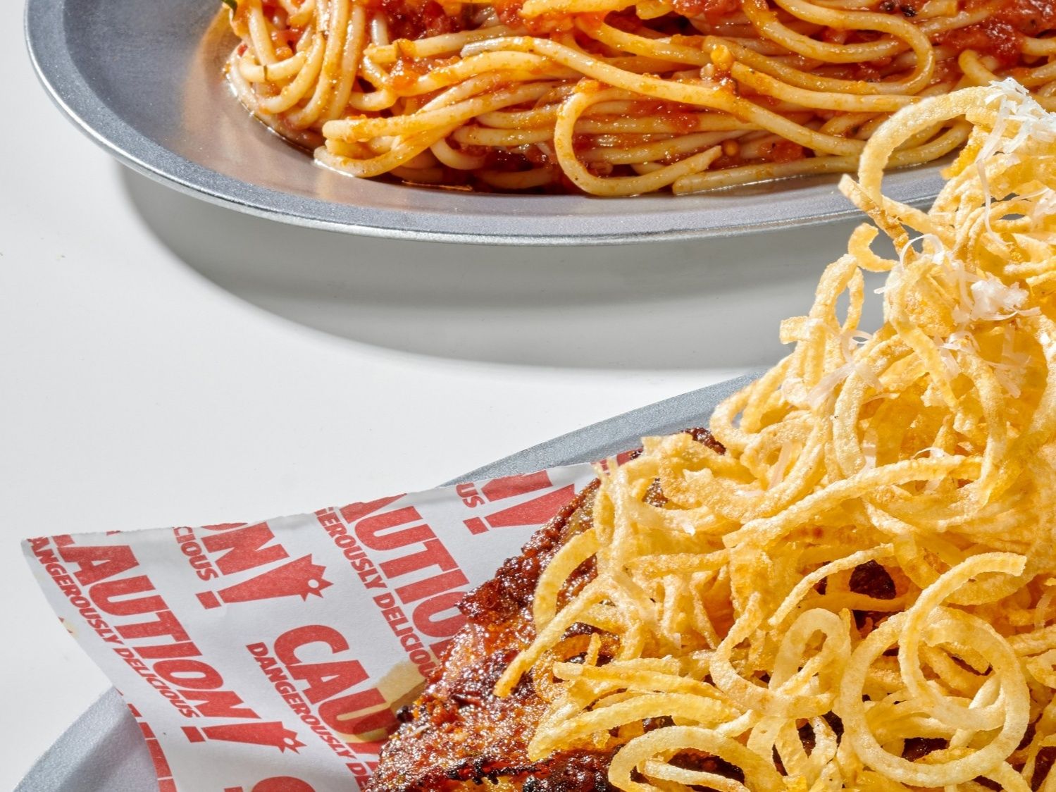 1/2 Chicken Honey Truffle Shoestring fries, served with Spaghetti