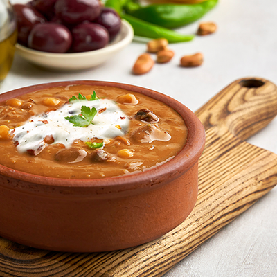 Bean casserole with pastrami