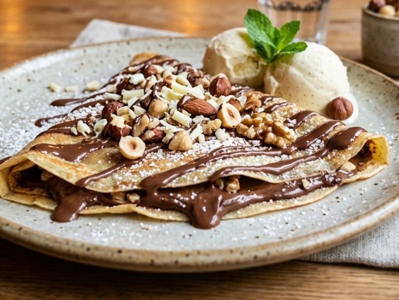 Nuts chocolate crepe