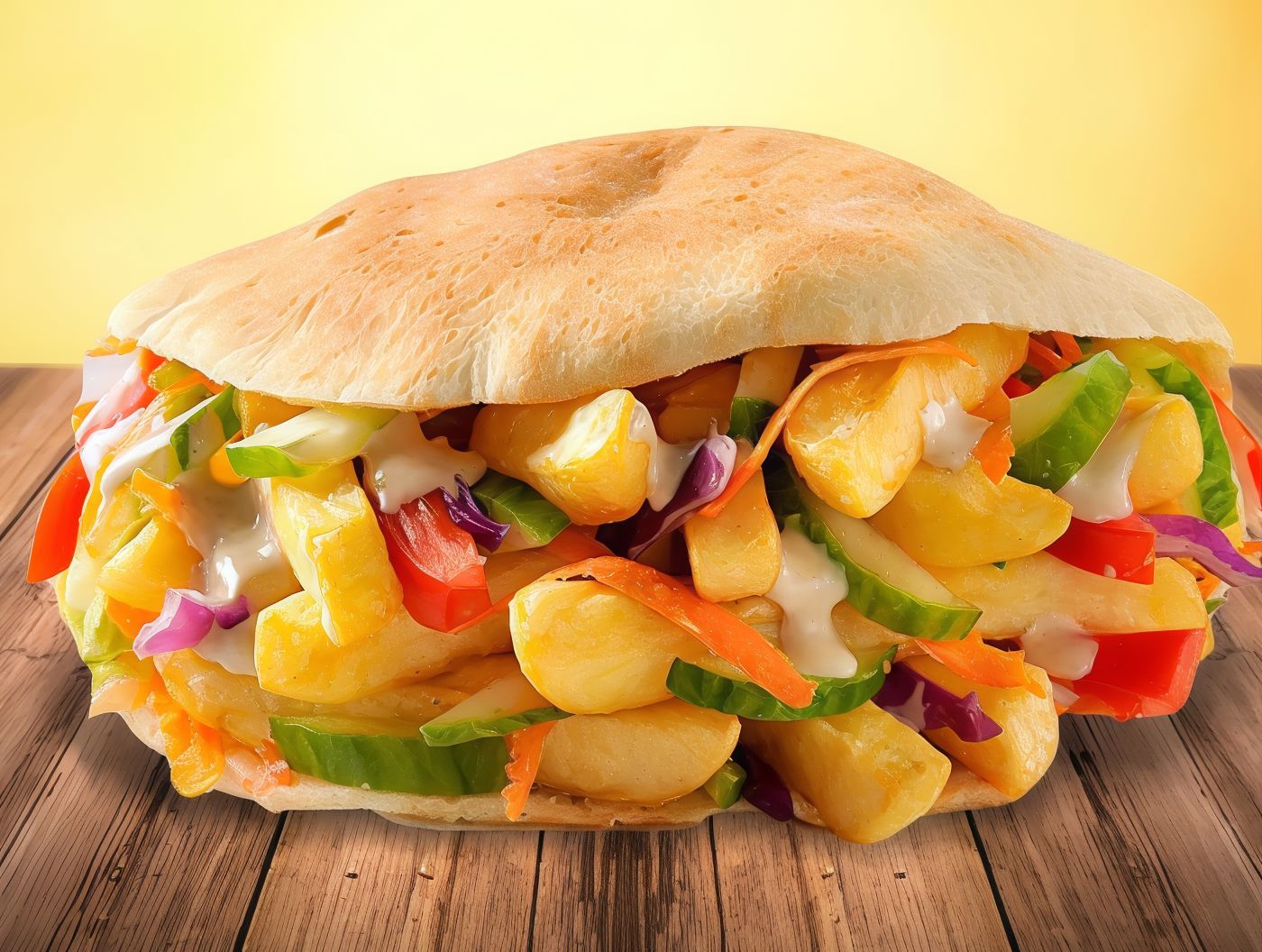 salad and tahini Potatoes sandwich
