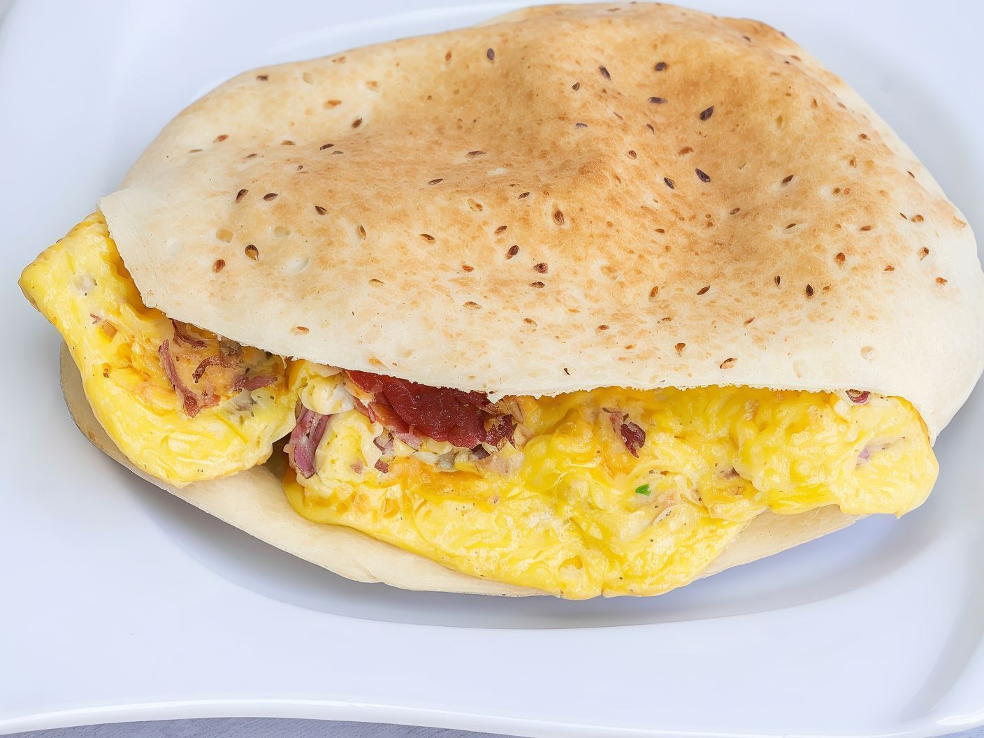 Pastrami omelette sandwich