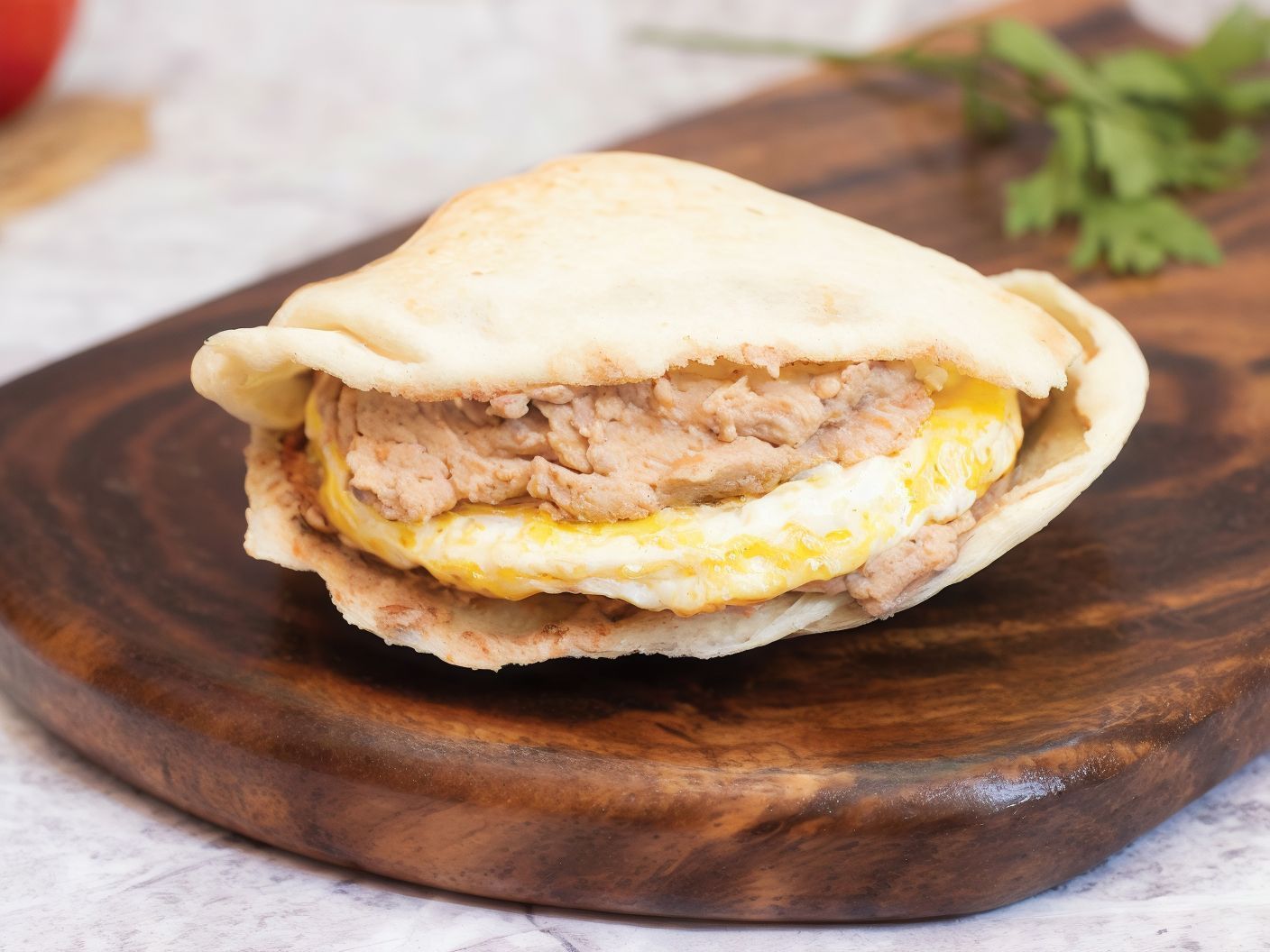 Sausage omelet sandwich